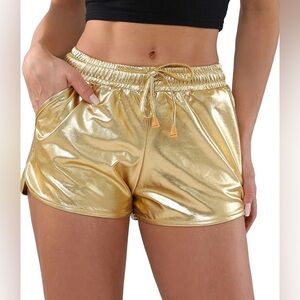 Metallic Gold Women's Drawstring Shorts